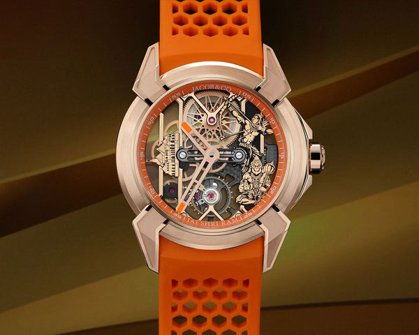 Jacob & Co. Epic X Ram Janmabhoomi Rose Gold Edition Orange Strap Watch