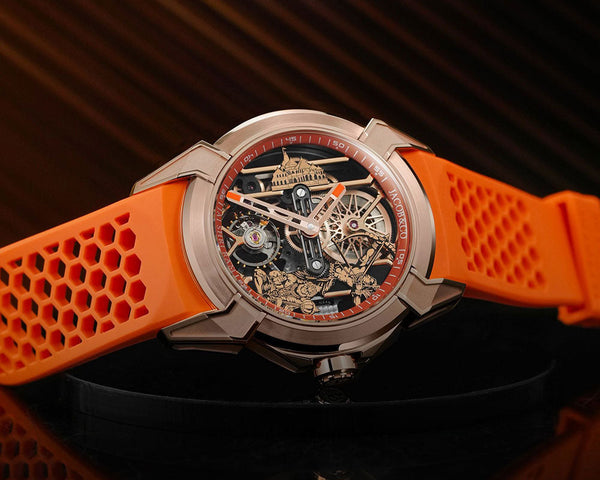 Jacob & Co. Epic X Ram Janmabhoomi Rose Gold Edition Orange Strap Watch