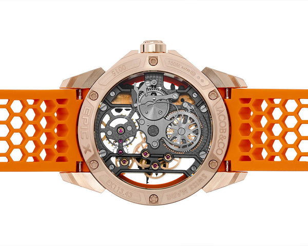 Jacob & Co. Epic X Ram Janmabhoomi Rose Gold Edition Orange Strap Watch