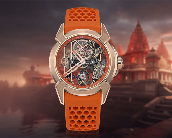Jacob & Co. Epic X Ram Janmabhoomi Rose Gold Edition Orange Strap Watch